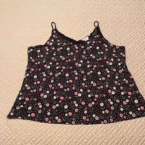 Spaghetti strap flowered tank top